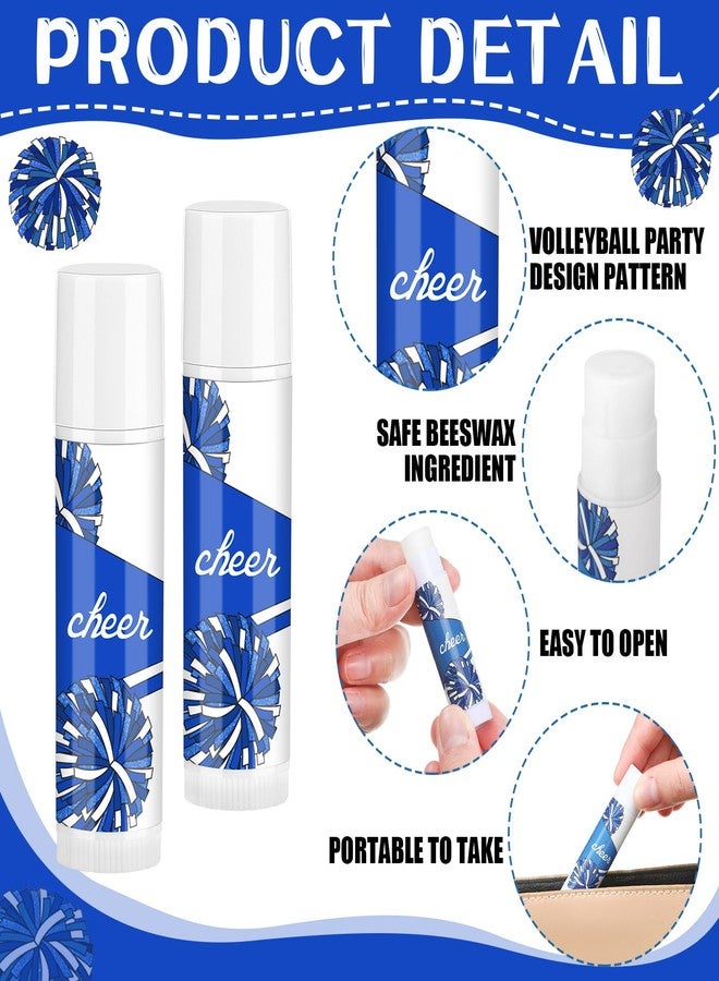 Suttmin 24 Pcs Cheer Lip Balm Bulk Cheer Teams Camp Gifts Pom Pom Leaders Party Favors Gear Lip Balm Valentine's Day Gift for Competitive Party Guest Supplies(Blue and White) - Image 2